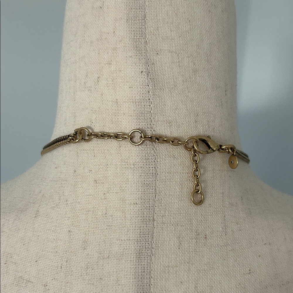 Vintage J. Crew Gold and Crystal Statement Necklace - Picture 4 of 7
